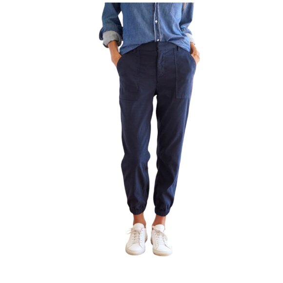 Frank & Eileen Jameson Utility Jogger Pants Womens 2 Navy Blue Cotton Cuffed - Picture 1 of 15